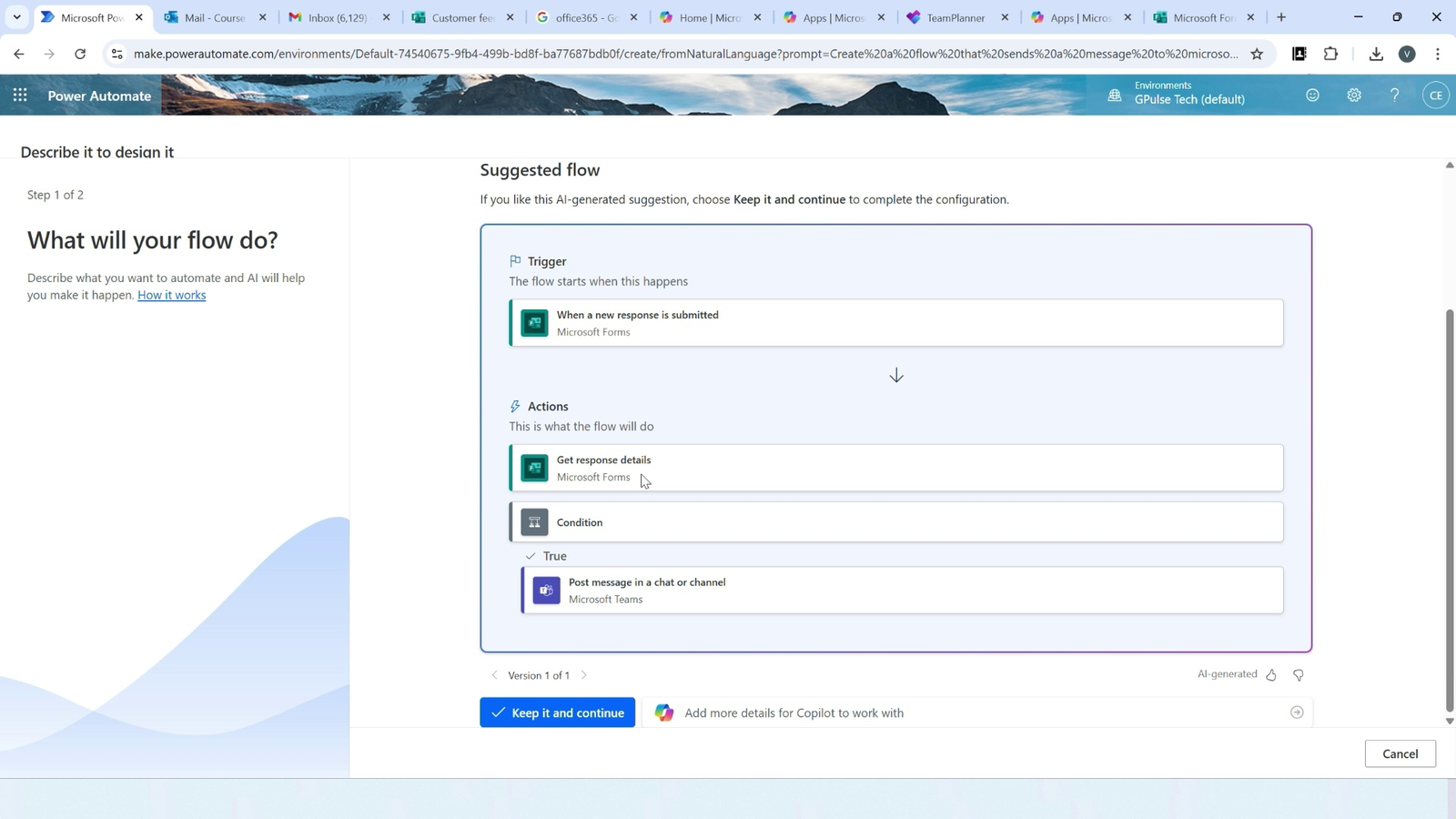 Power Automate Co-Pilot demo example
