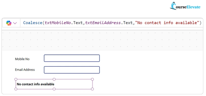 Coalesce function in Power Apps.