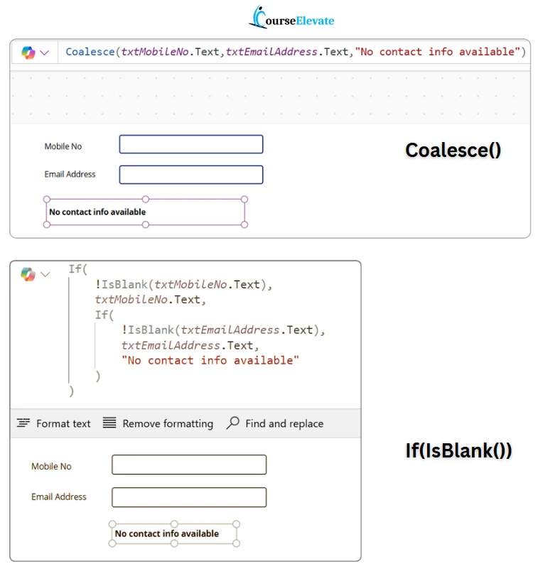 Difference Between Coalesce() and If(IsBlank()) in Power Apps
