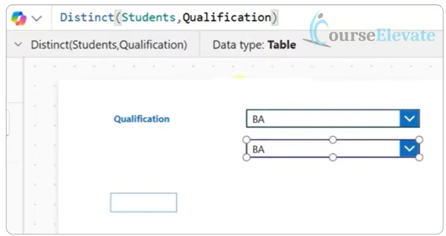 Distinct function in Power Apps