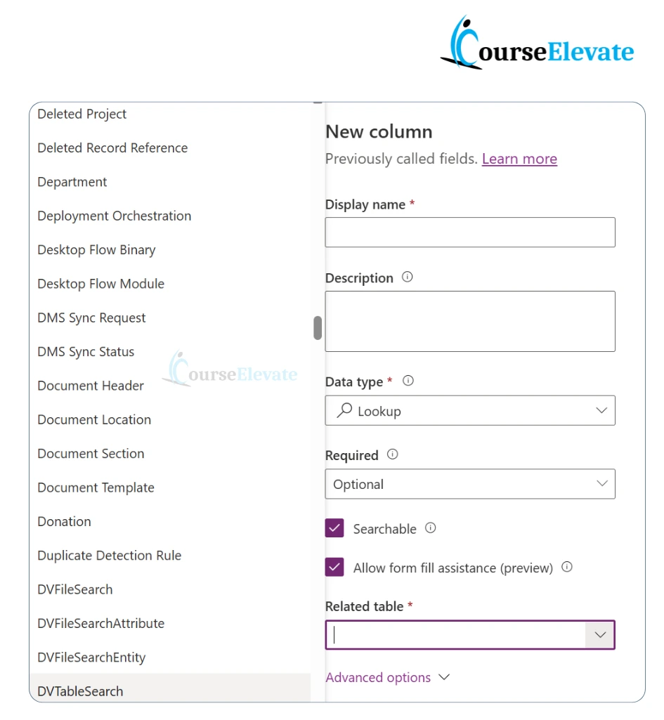 Lookup Columns in Data Verse - CourseElevate
