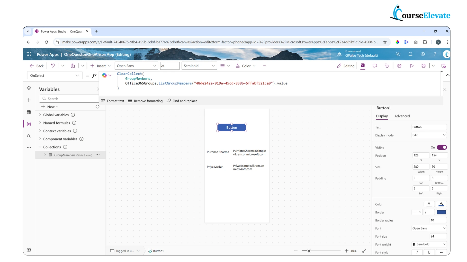 setting group Id in Power apps