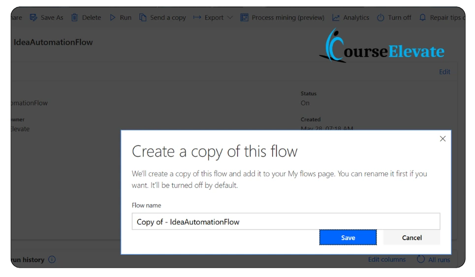 Save as option in Power Automate for Personal use - CourseElevate
