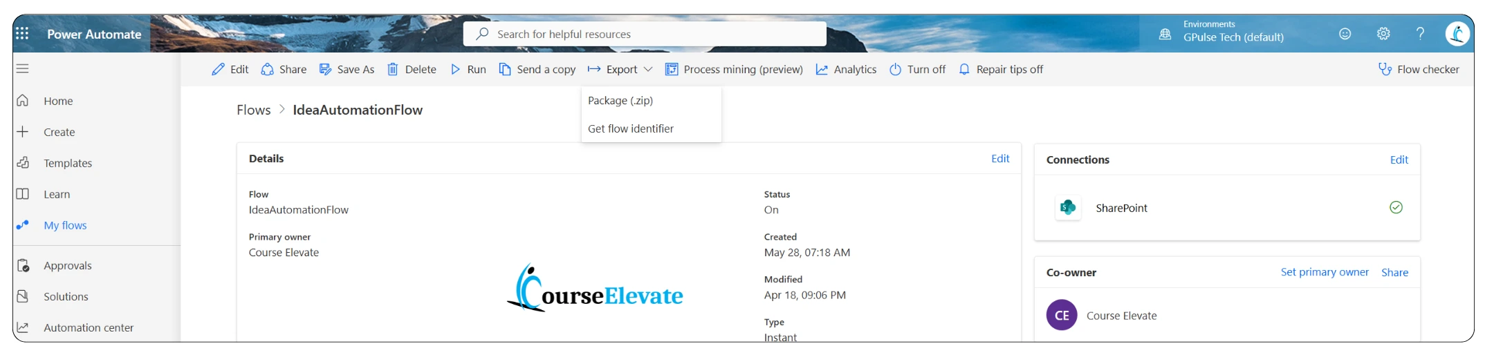 Share flow by exporting as Zip file - CourseElevate