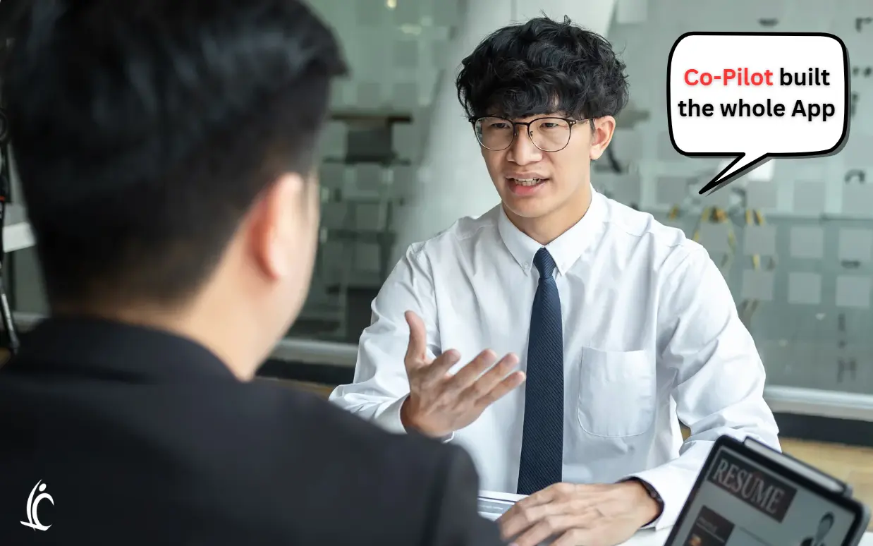 Interview candidate saying Copilot built the entire Power Apps app