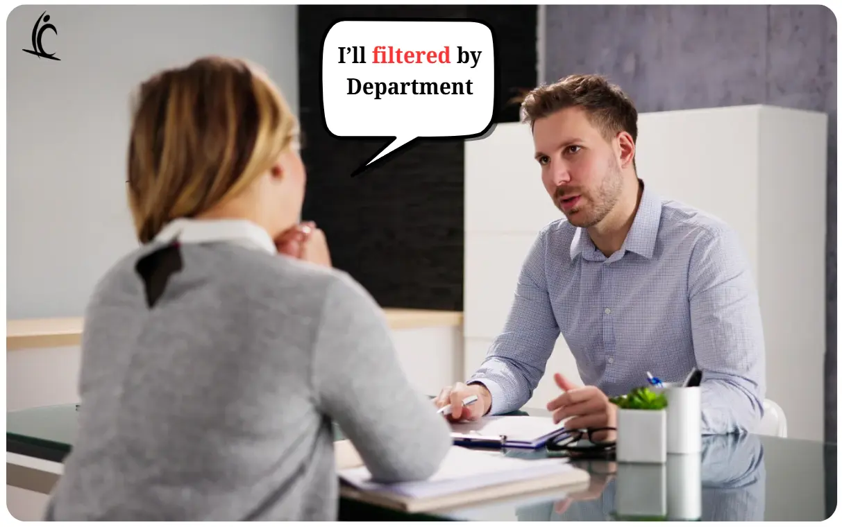 candidate explains filtering by department instead of using proper data security in Power Apps.