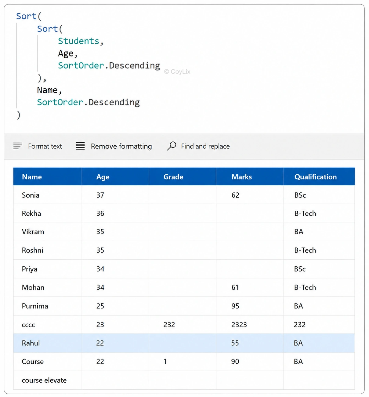 Sort function in power apps by CoyLix