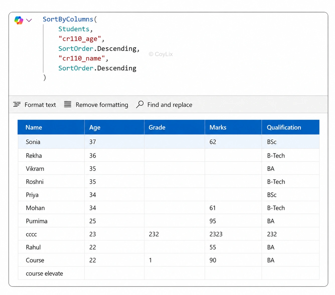 SortByColumns function in Power apps by CoyLix