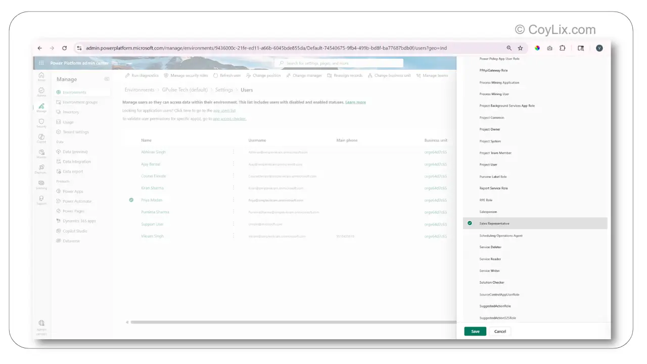 Assign role to user by coylix
