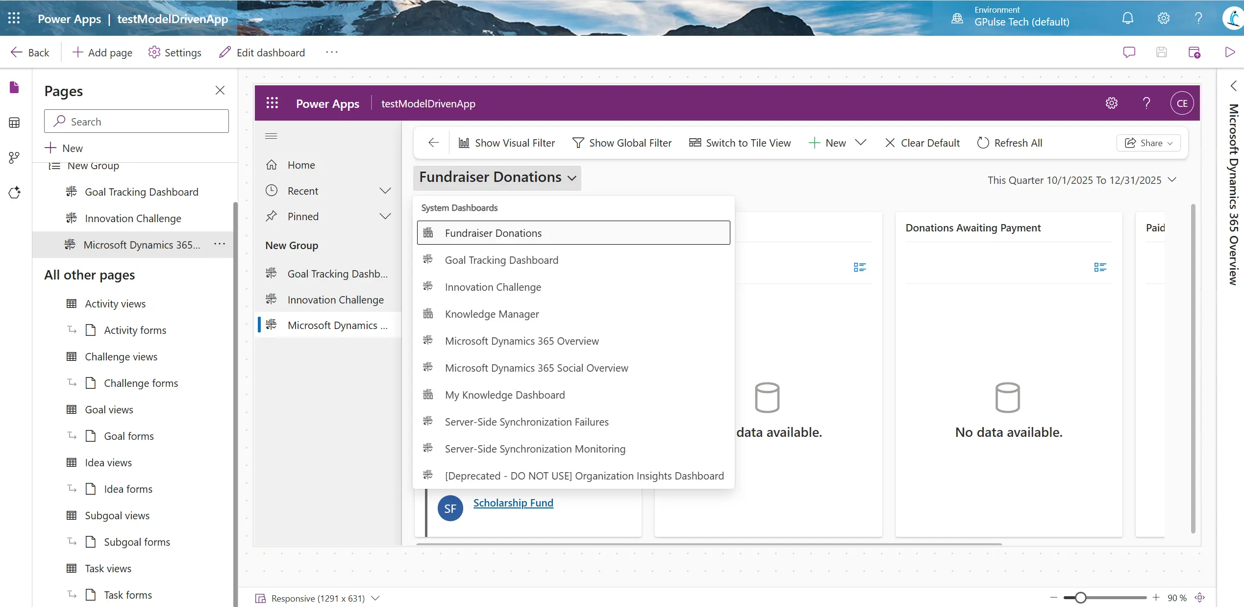 Model-Driven Apps performance optimization and ALM interview questions dashboard example