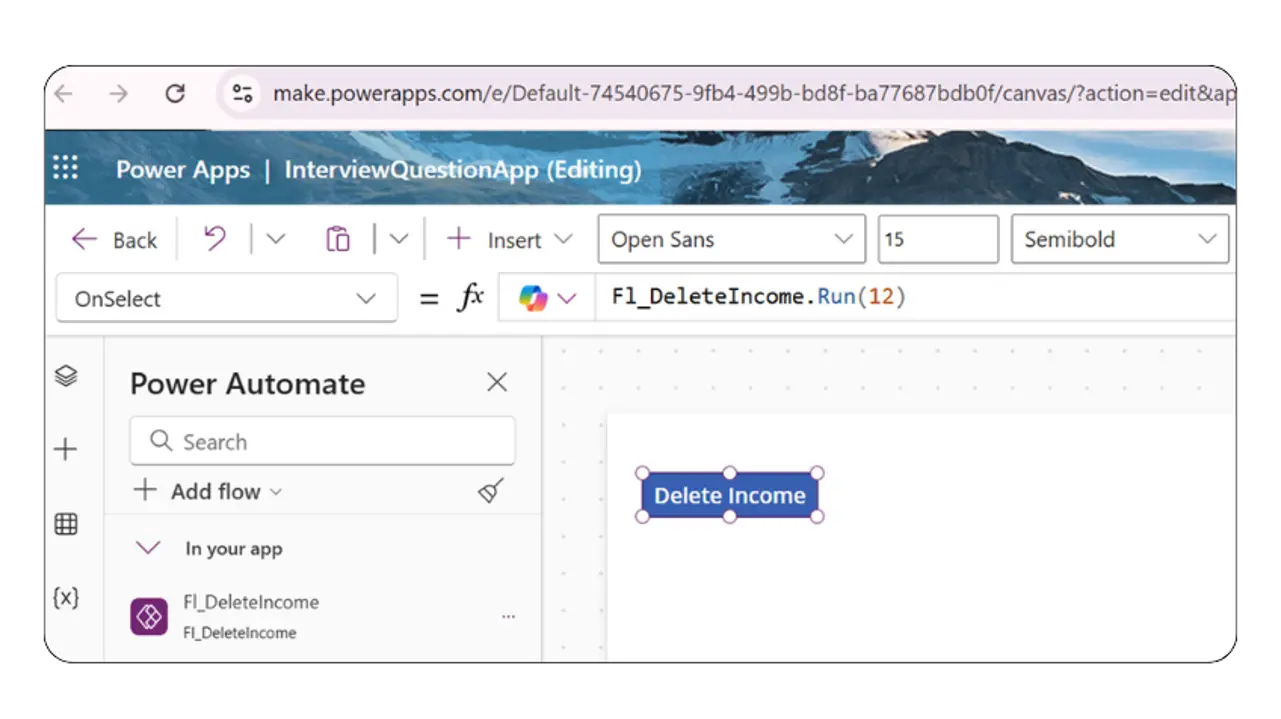 Connect Power apps with power Automate