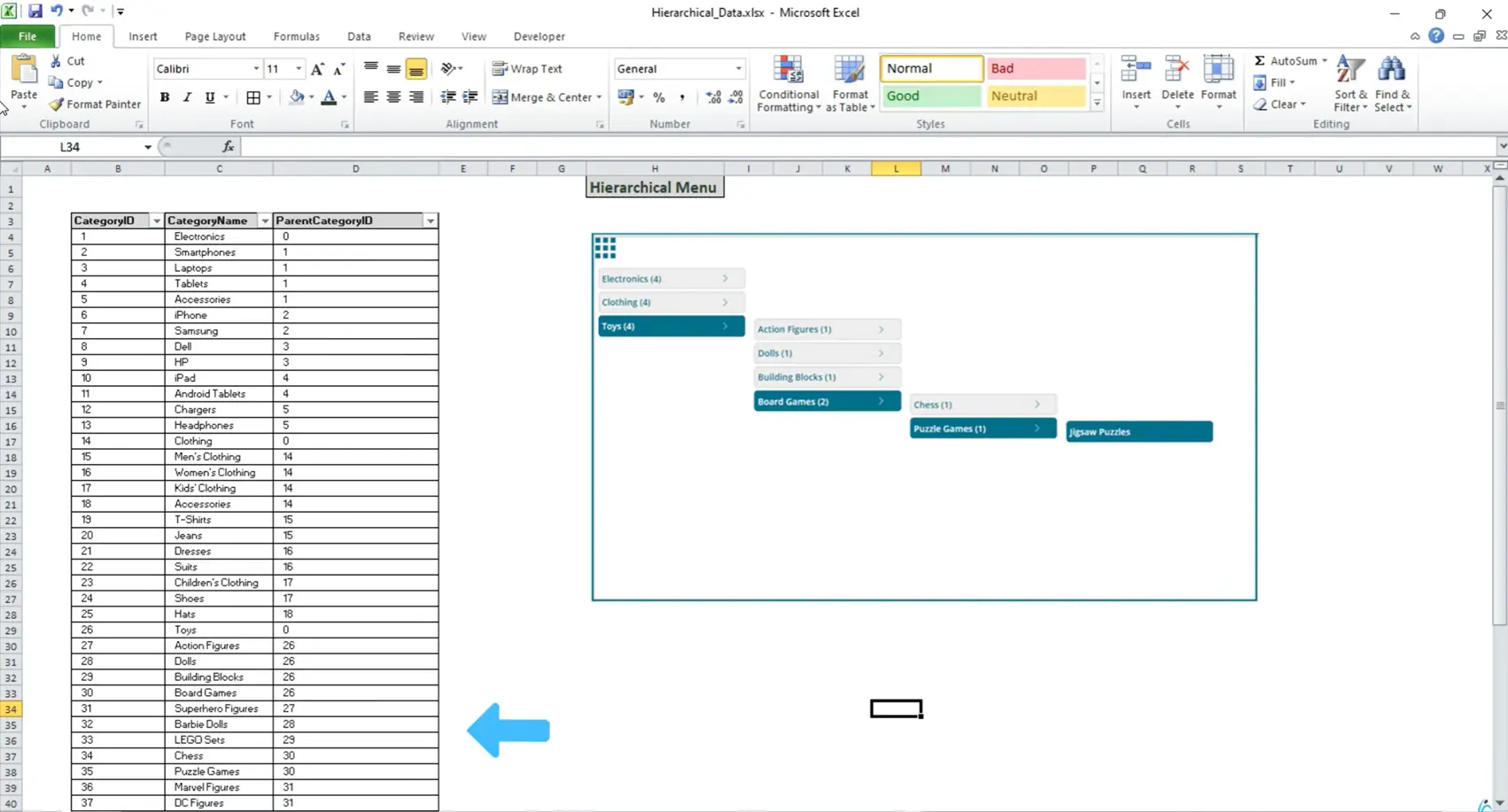 Power Apps Hierarchical Menu Data structure