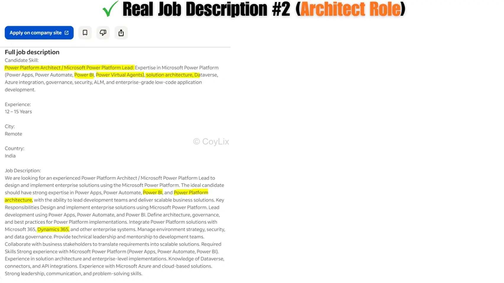 Power Platform Architect roadmap India by CoyLix