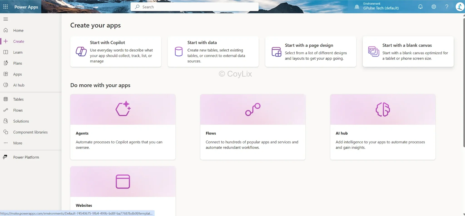 Start a new Canvas App by CoyLix