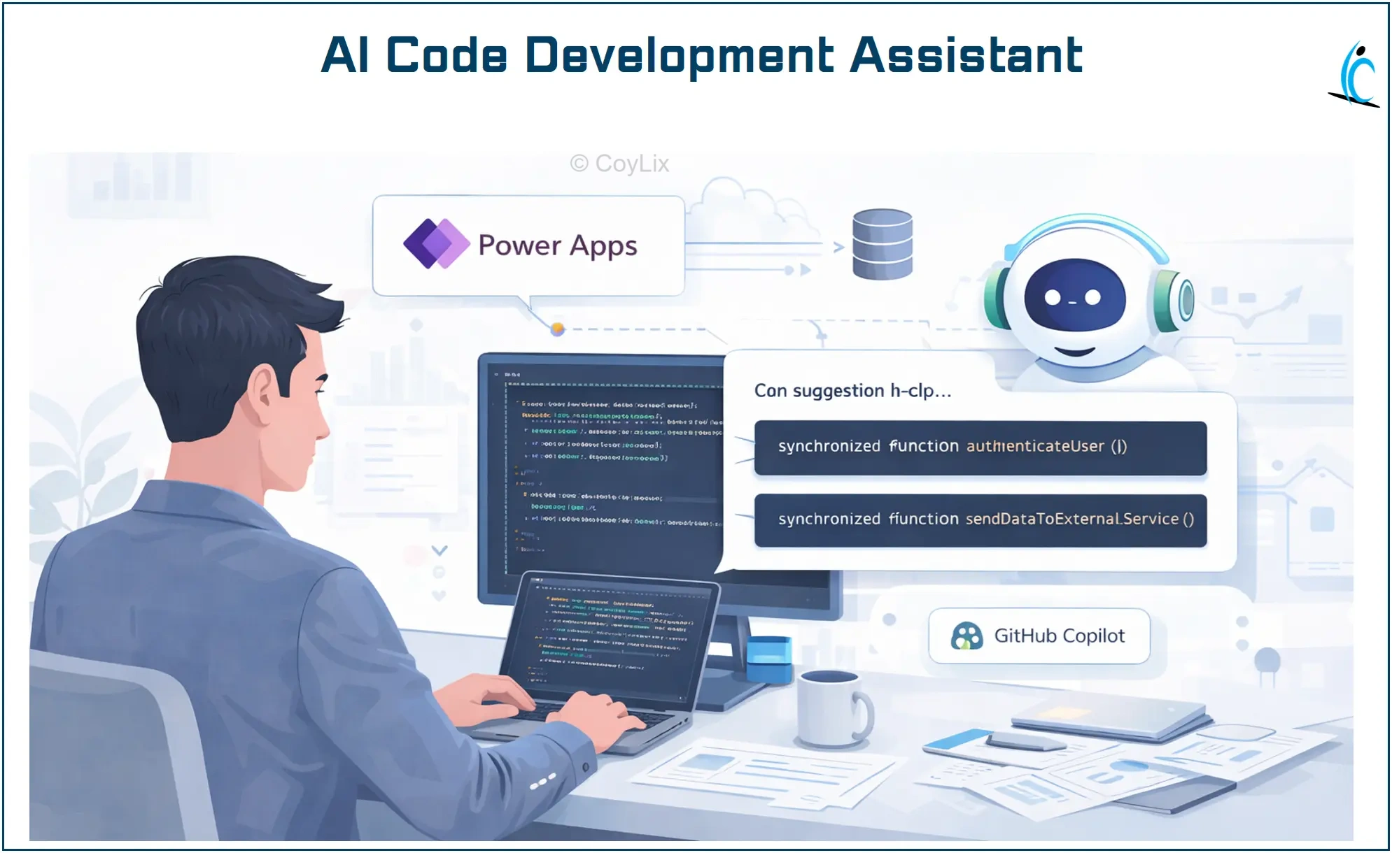 github co-pilot AI doing coding assistant to developer by CoyLix