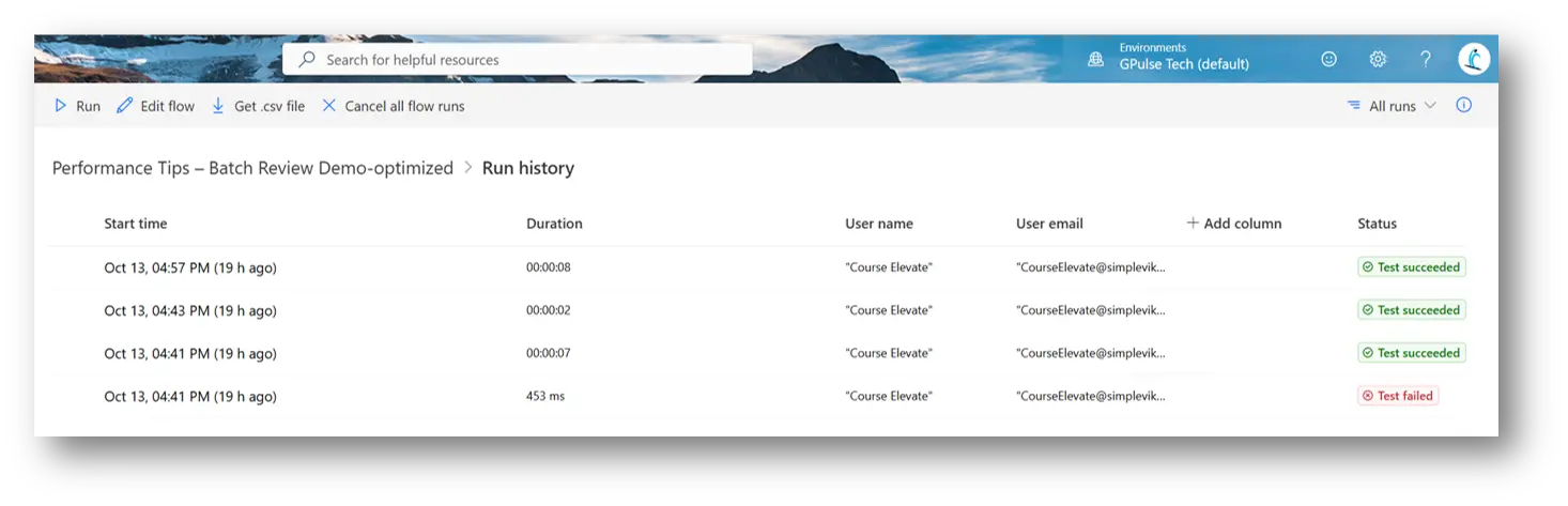 Power Automate flow Run History by CoyLix