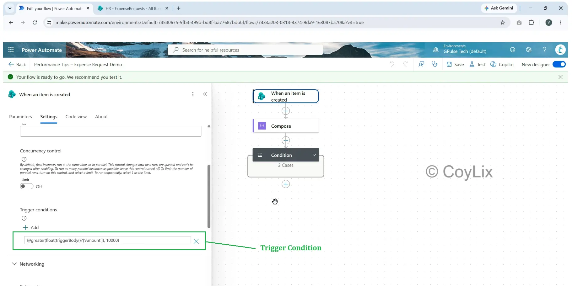 Trigger condition in Power Automate Flow by CoyLix